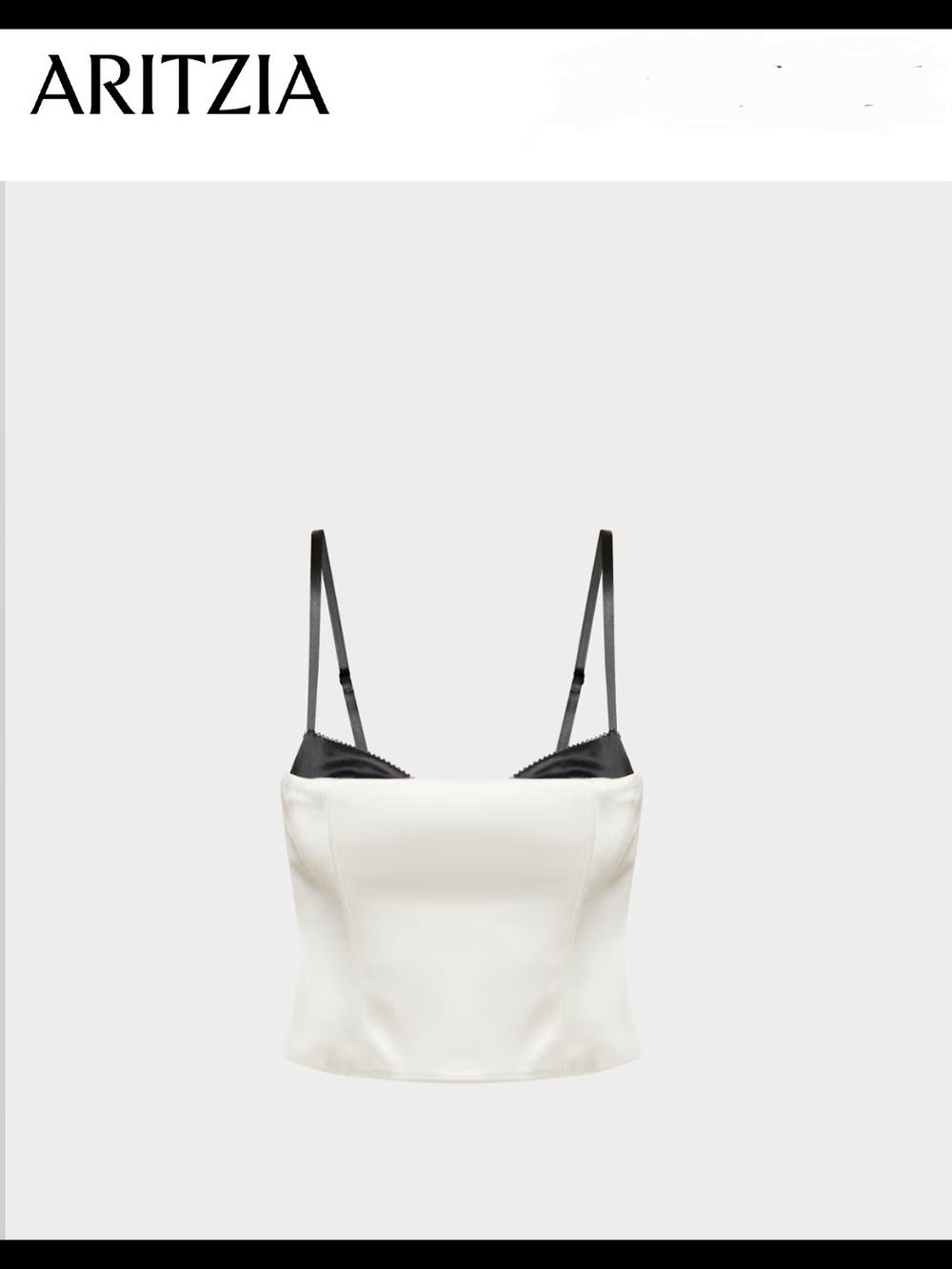 Aritzia Two-Tone Satin Cami Top in Cream and Black